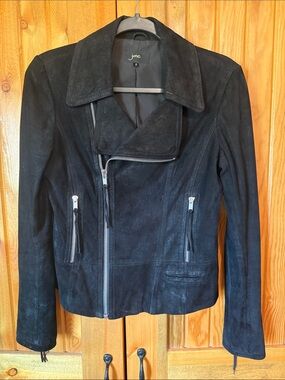 Women's Black Suede Moto Jacket by June